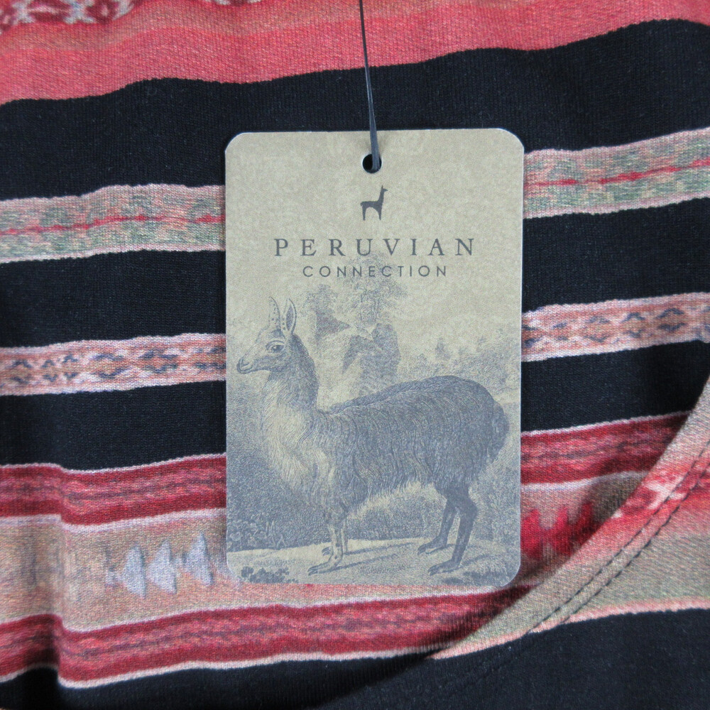 Peruvian Connection Dress Womens Medium Black Orange Coral Antiplano Stripe NWT - Picture 12 of 16